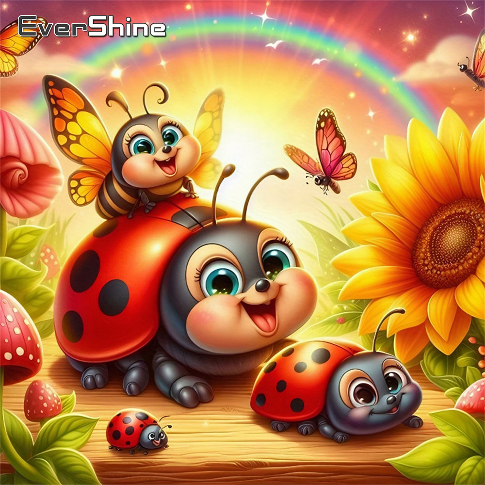 Embroidery Lady Bug - Mosaico Diamante Evershine Coccinella Animale, Ricamo