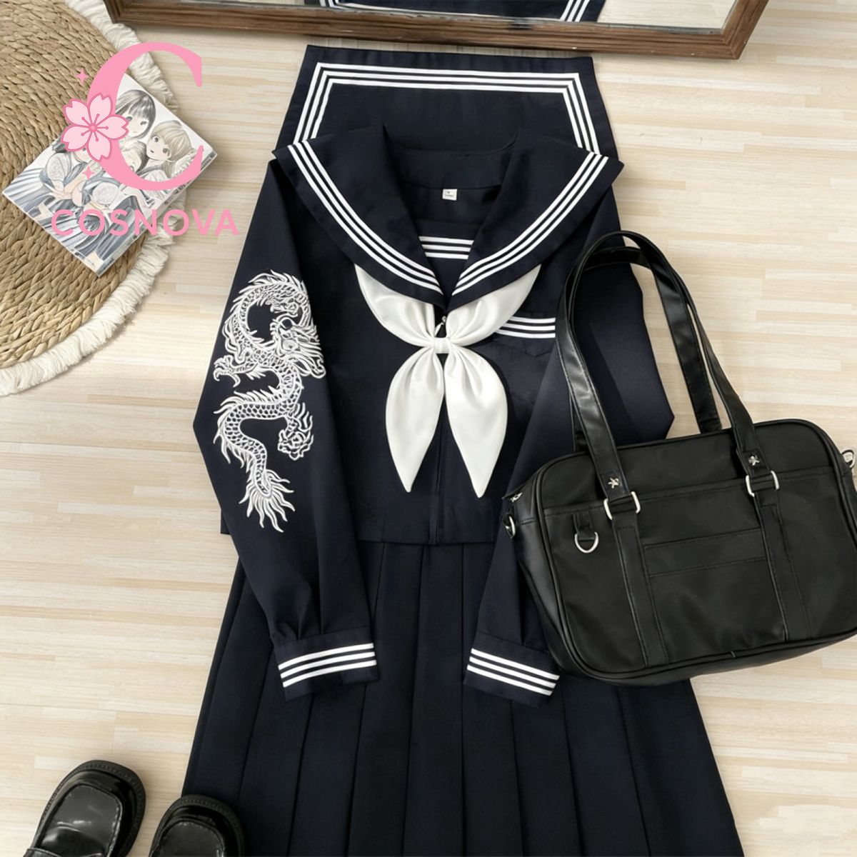 Embroidery Uniforms - Completo Giapponese Punk Gotico Scuro: Uniforme