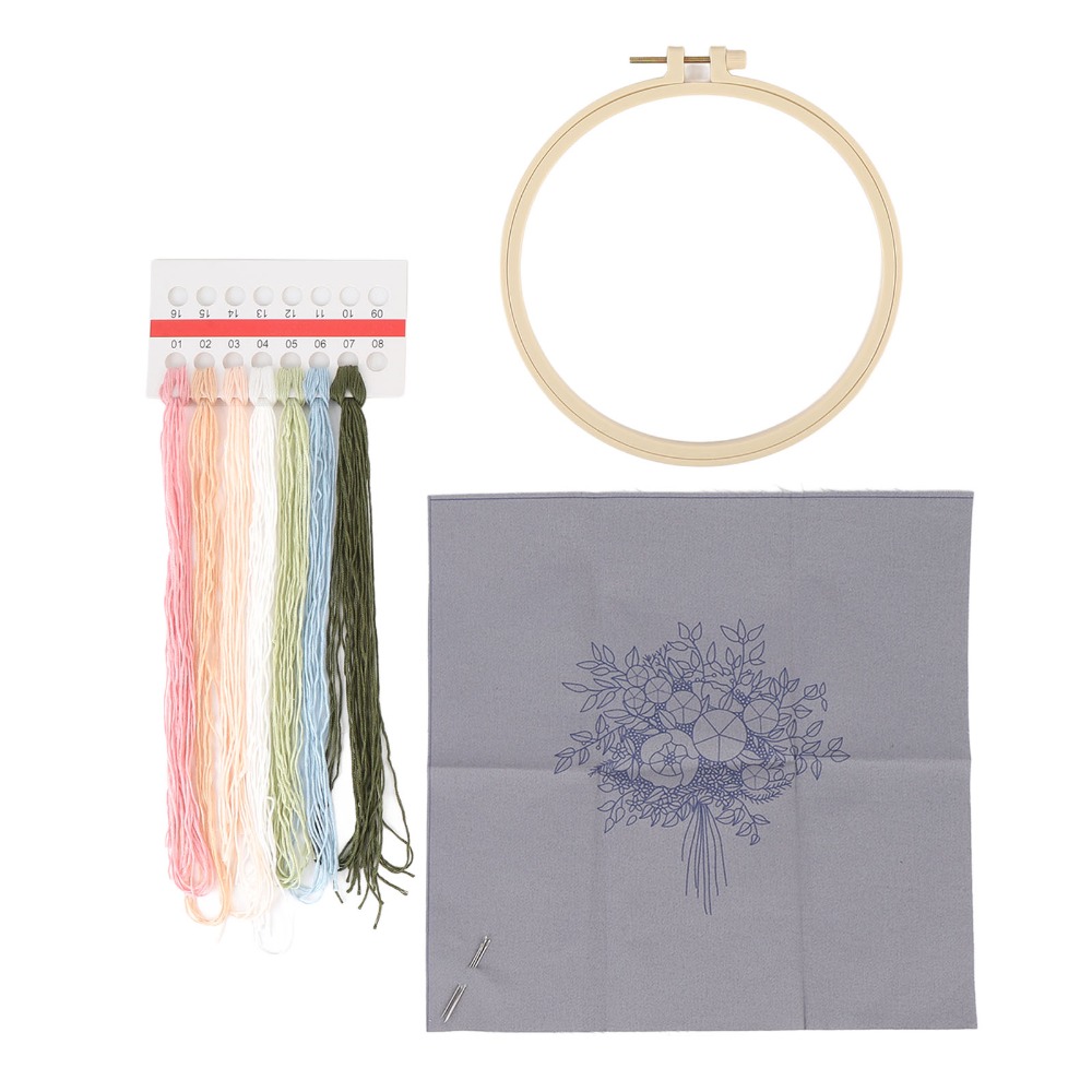 Embroidery Design Patterns Flowers - Kit per ricamo con motivo stampato,