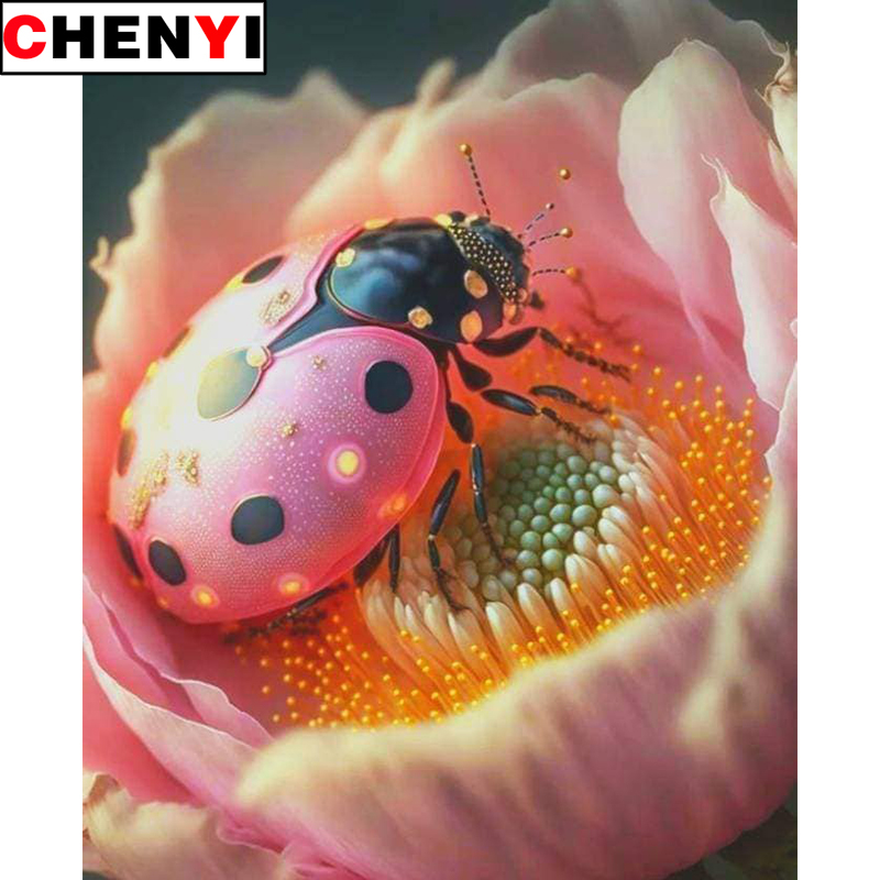 Embroidery Lady Bug - Pittura diamante 5D trapano completo fiori