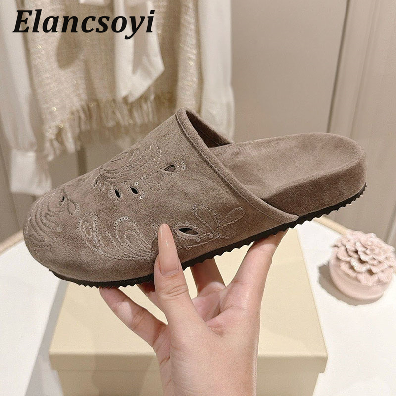 Embroidery Outfit - Mules da Donna Ricamate con Paillettes