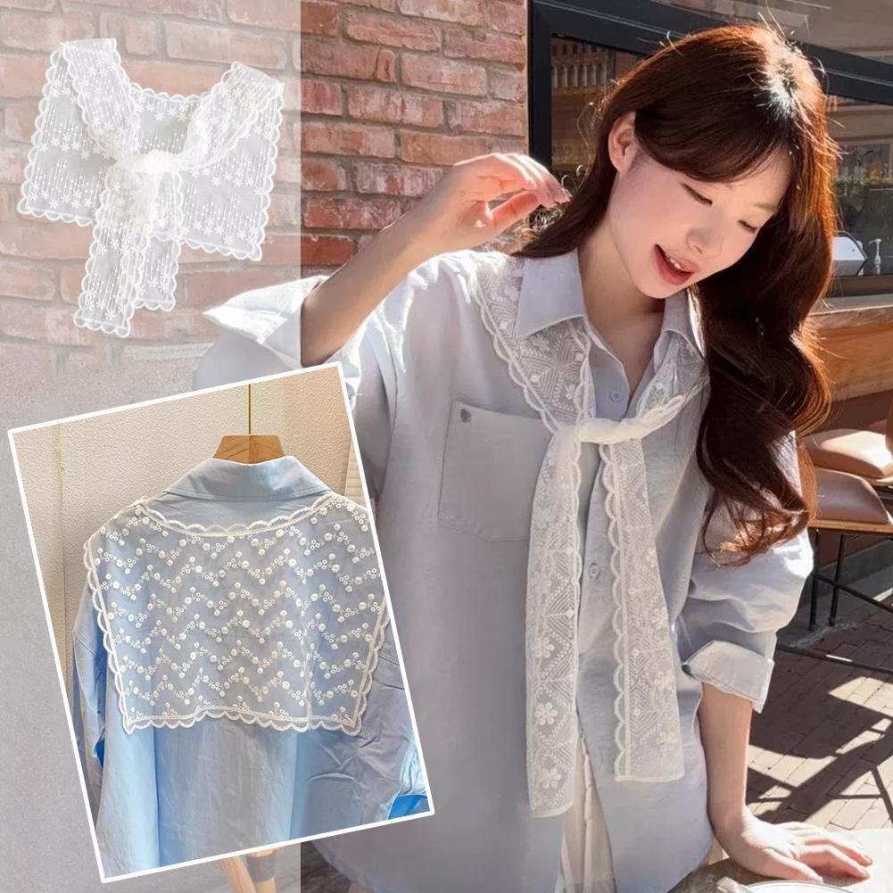 Embroidery Uniforms - Sciarpa/Stola in Pizzo Francese da Donna,
