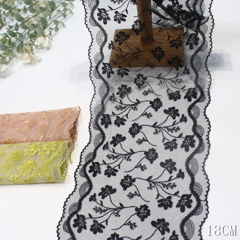 Embroidery Yellow Flower - 41 Iarde di Pizzo Ricamato Bilaterale