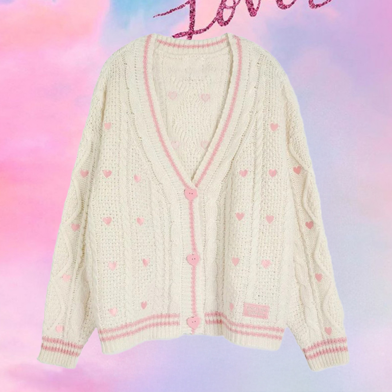 Embroidery Thread Yarn - Cardigan amante con toppa ricamata con