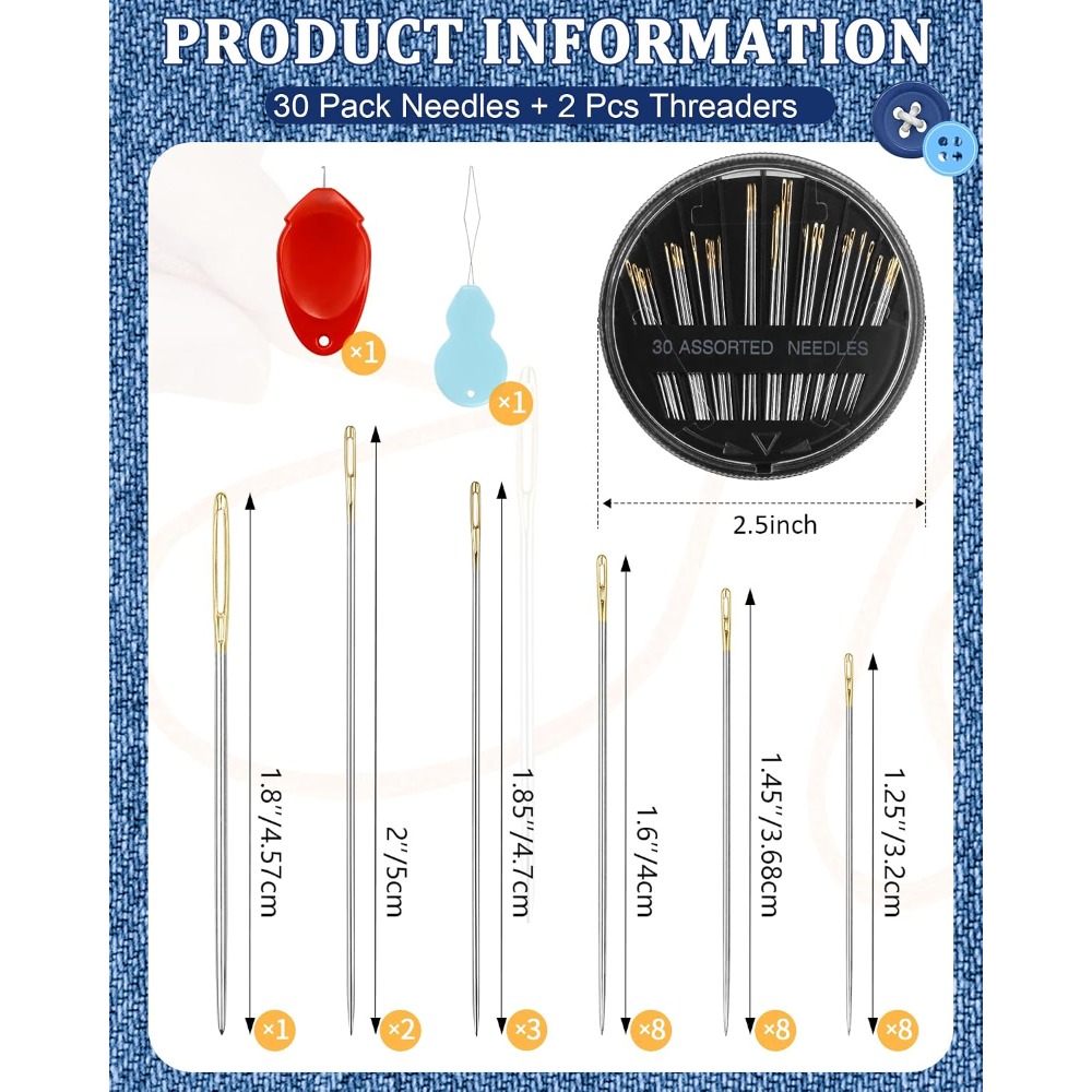 Embroidery Kit Set - Set di 30 Aghi da Cucito