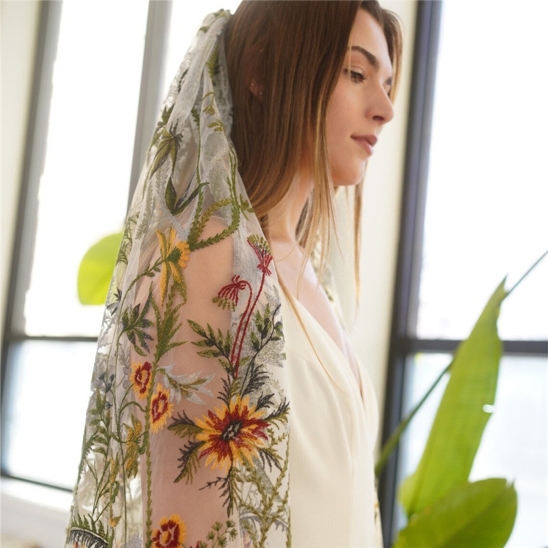 Veli da sposa floreali con pet - Embroidery Yellow Flower recensione e prezzo