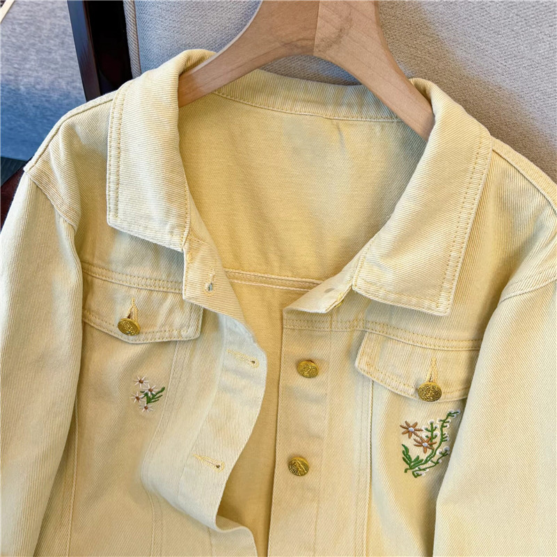Giacca di Jeans Corta Gialla V - Embroidery Yellow Flower recensione e prezzo