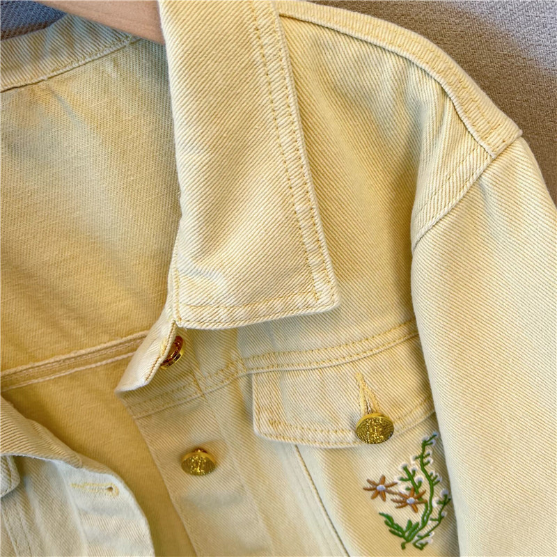 Giacca di Jeans Corta Gialla V - Embroidery Yellow Flower recensione e prezzo
