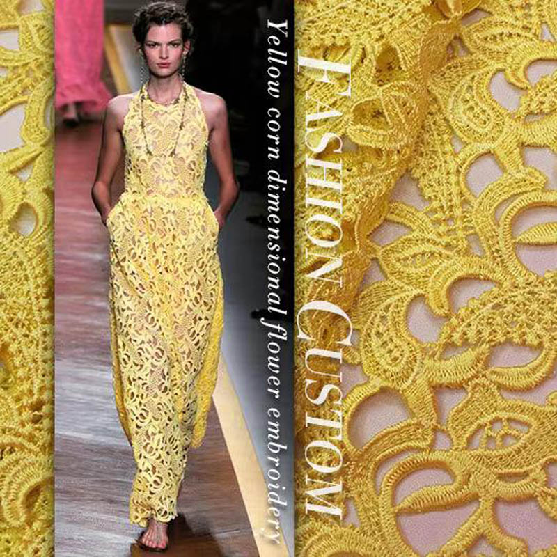 tessuto di pizzo di fascia alt - Embroidery Yellow Flower recensione e prezzo